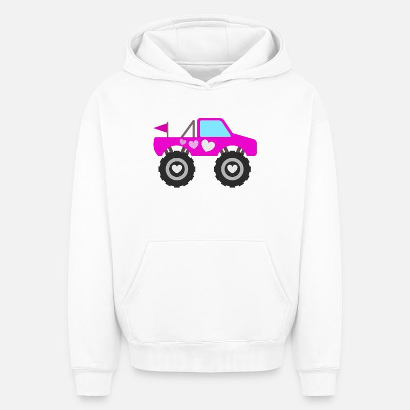 Monster Truck Rose - Sweat à capuche unisexe oversize épais SPREAD - blanc
