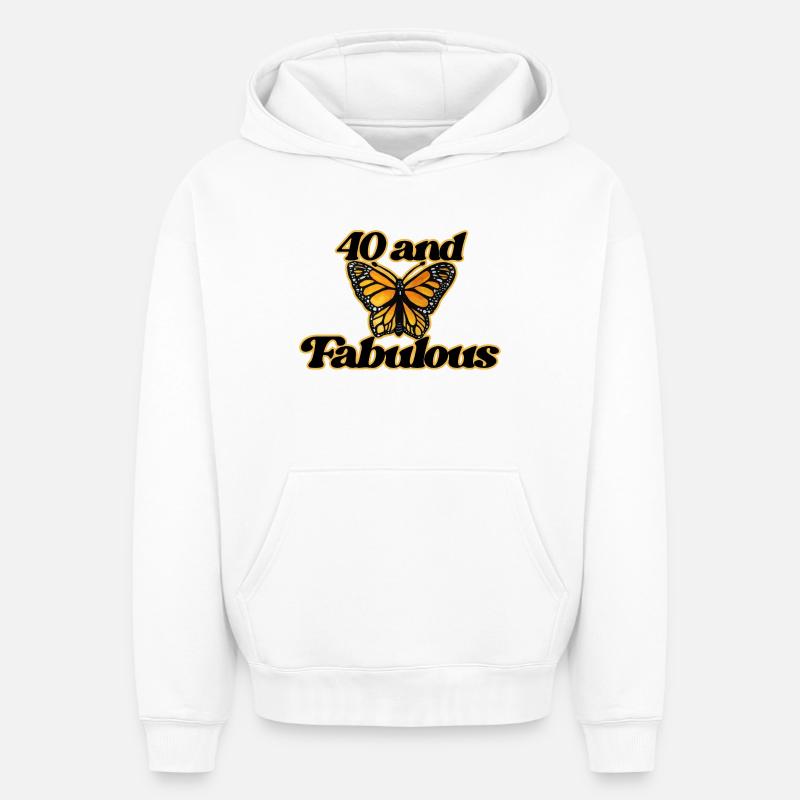 Quarante et Fabuleux Papillon - Sweat à capuche unisexe oversize épais SPREAD - blanc