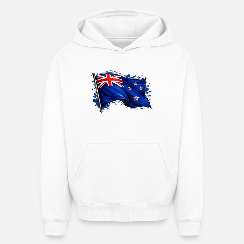 drapeau de la Nouvelle-Zélande - Sweat à capuche unisexe oversize épais SPREAD - blanc