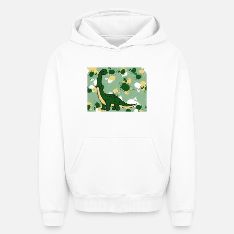 Brachiosaurus Dino - Sweat à capuche unisexe oversize épais SPREAD - blanc