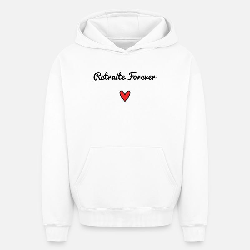 RETRAITE. RETRAITE. RETRAITEE. RETRAITE - Sweat à capuche unisexe oversize épais SPREAD - blanc