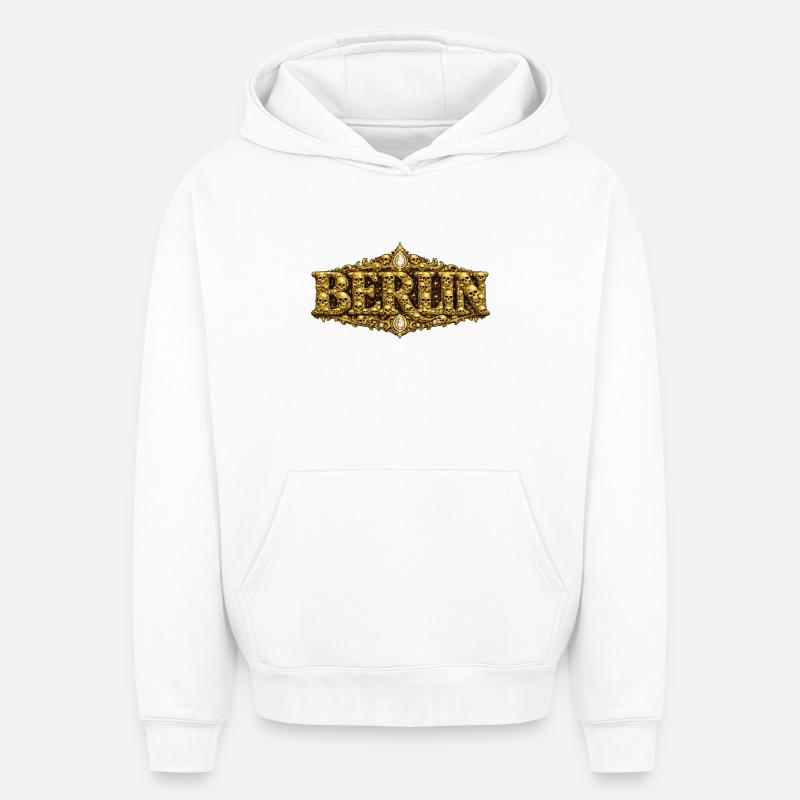 BERLIN baroque avec crâne - Sweat à capuche unisexe oversize épais SPREAD - blanc