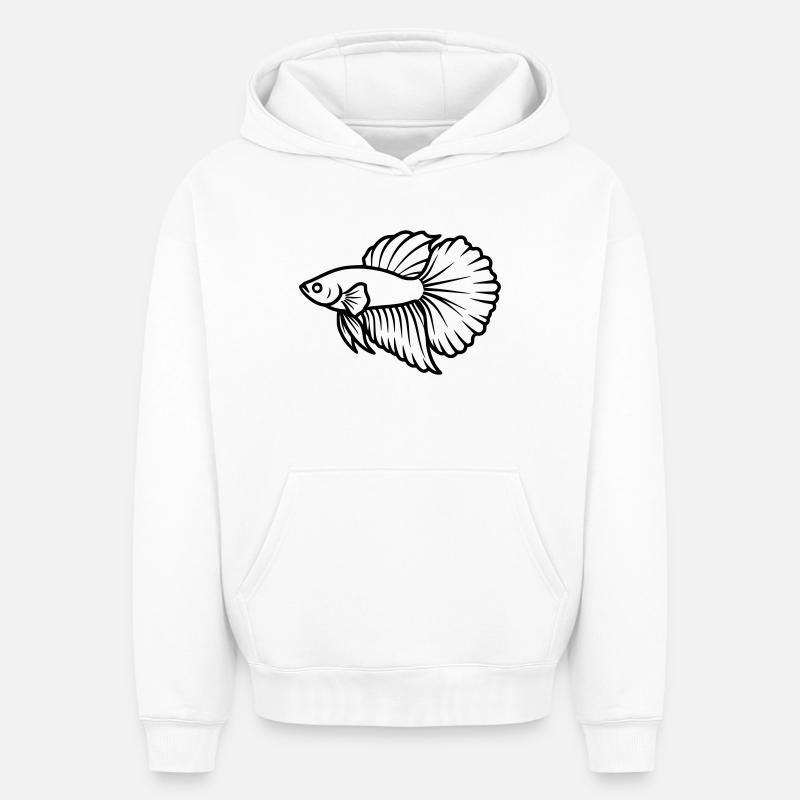Kampffisch Betta Splendens Aquarium - Oversized Heavyweight Unisex Hoodie - Weiß