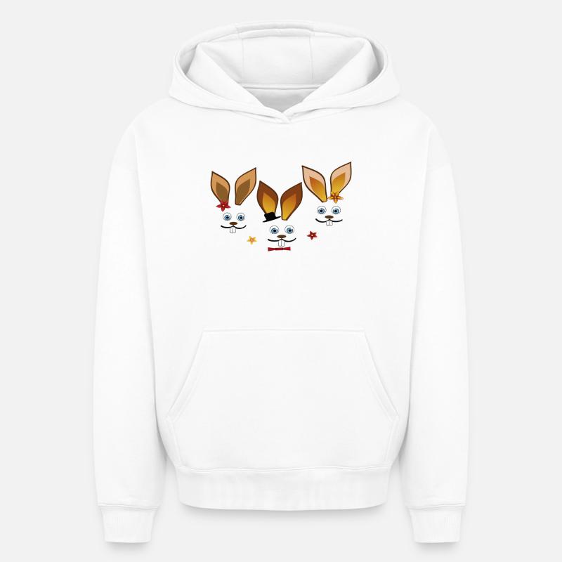 Joyeux lapins de Pâques - Sweat à capuche unisexe oversize épais SPREAD - blanc