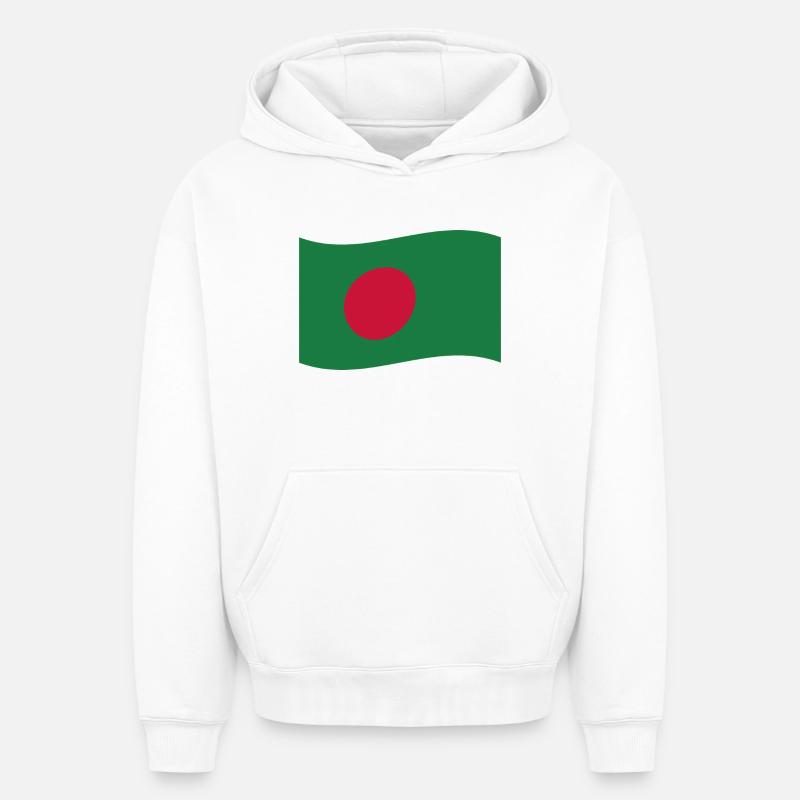 Drapeau du Bangladesh - Sweat à capuche unisexe oversize épais SPREAD - blanc