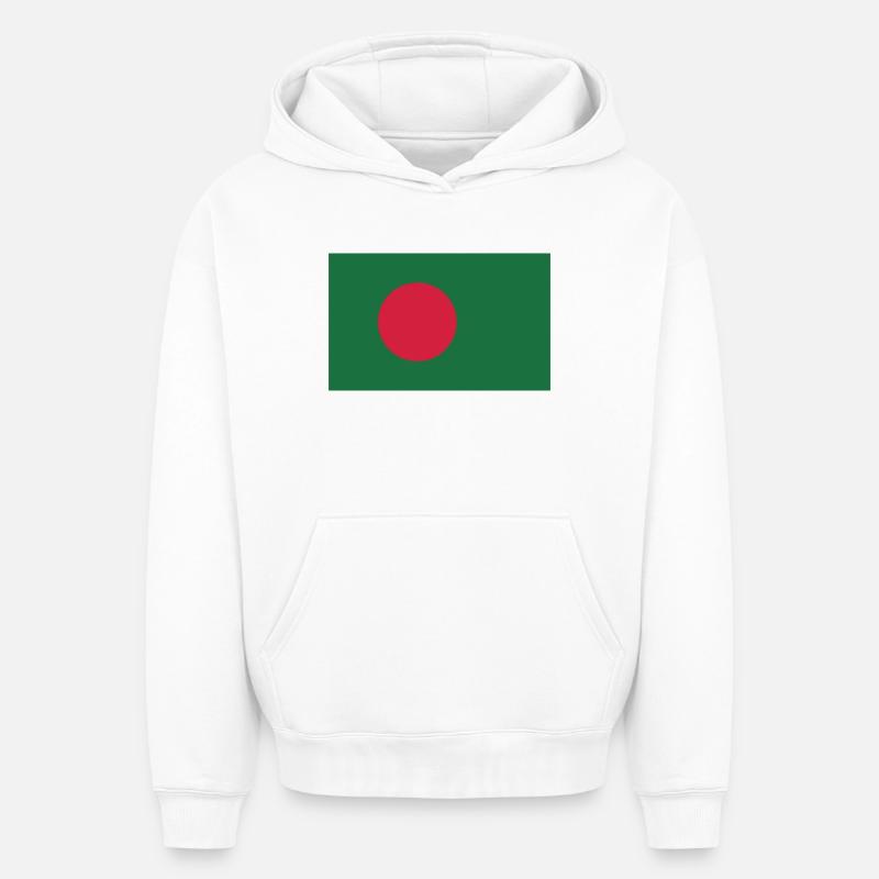 Drapeau du Bangladesh - Sweat à capuche unisexe oversize épais SPREAD - blanc