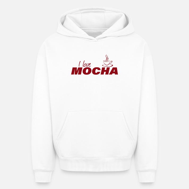 J’ADORE LE MOKA - Sweat à capuche unisexe oversize épais SPREAD - blanc