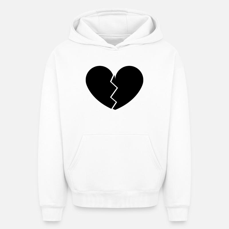 Le cœur brisé - Sweat à capuche unisexe oversize épais SPREAD - blanc