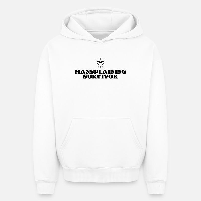 Survivant du Mansplaining - Sweat à capuche unisexe oversize épais SPREAD - blanc