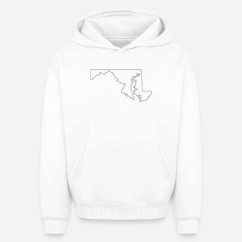 Carte du Maryland - Sweat à capuche unisexe oversize épais SPREAD - blanc