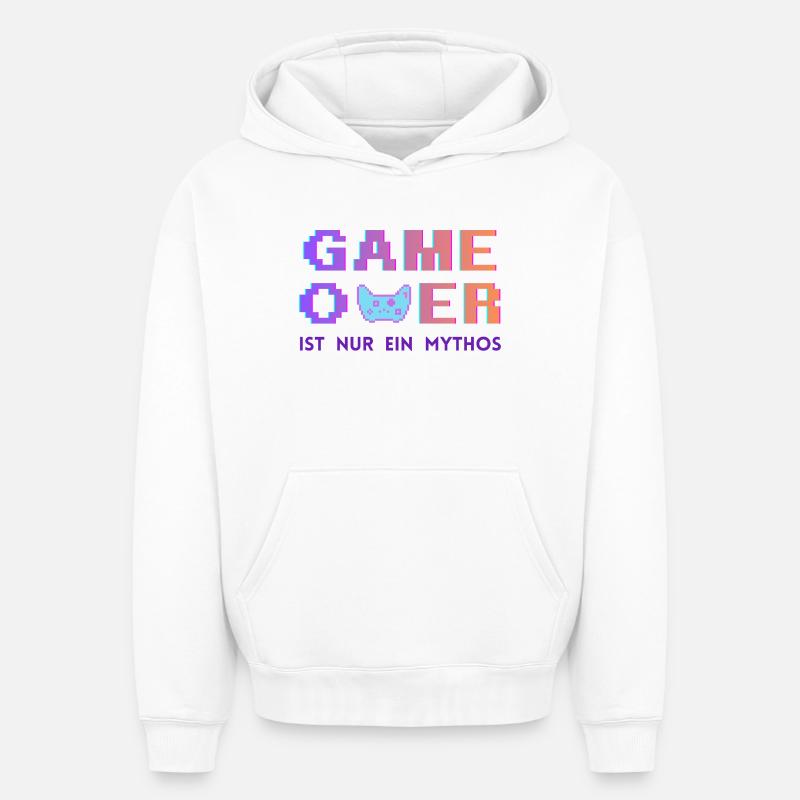 Game Over Mythos Pixel Gradient - Sweat à capuche unisexe oversize épais SPREAD - blanc