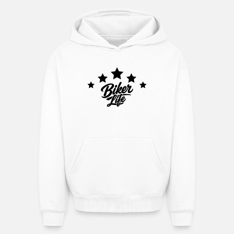 Vie de motard - Sweat à capuche unisexe oversize épais SPREAD - blanc