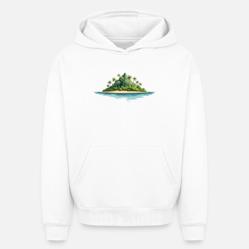 Île tropicale - Sweat à capuche unisexe oversize épais SPREAD - blanc