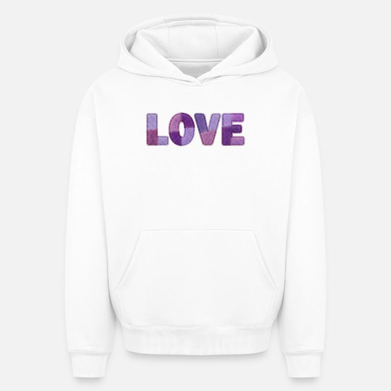 Patchwork Love – Impression tendance - Sweat à capuche unisexe oversize épais SPREAD - blanc
