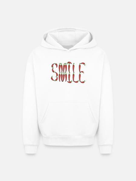 Chili smile typography - Oversized Heavyweight Unisex Hoodie - white