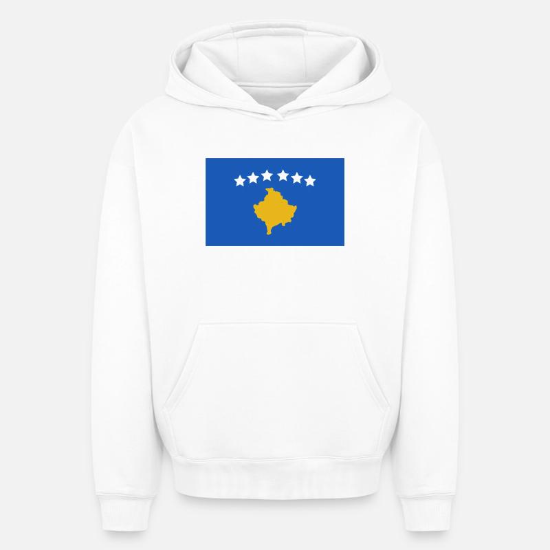 Drapeau du Kosovo - Sweat à capuche unisexe oversize épais SPREAD - blanc