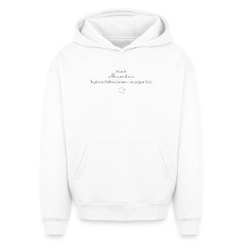 Certaines personnes te façonnent - Sweat à capuche unisexe oversize épais SPREAD - blanc - Devant - AI Model Female 172 dark (172cm) & AI Model Male 185 light (185cm)
