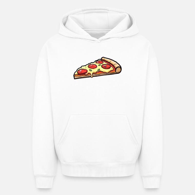 Pizza - Sweat à capuche unisexe oversize épais SPREAD - blanc