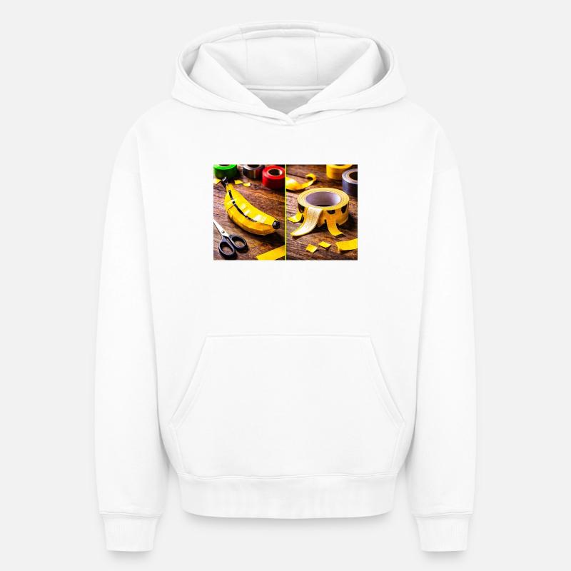 Art banane à ruban jaune - Sweat à capuche unisexe oversize épais SPREAD - blanc