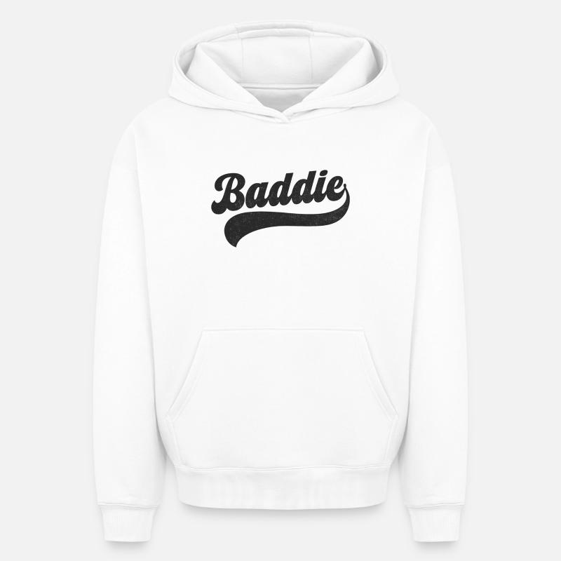méchant - Sweat à capuche unisexe oversize épais SPREAD - blanc