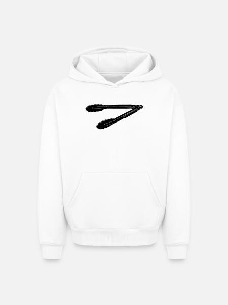 BBQ Grill Tongs Silhouette - Oversized Heavyweight Unisex Hoodie - Weiß