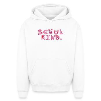 Écolier avec des cœurs - Sweat à capuche unisexe oversize épais SPREAD - blanc - Devant - AI Model Female 172 dark (172cm) & AI Model Male 185 light (185cm)