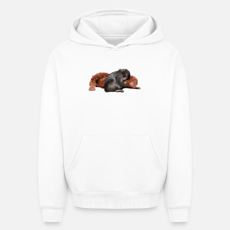 Punch - le singe - Sweat à capuche unisexe oversize épais SPREAD - blanc