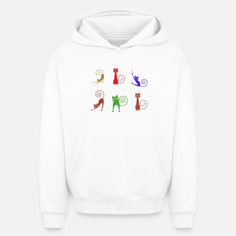 félin - Sweat à capuche unisexe oversize épais SPREAD - blanc