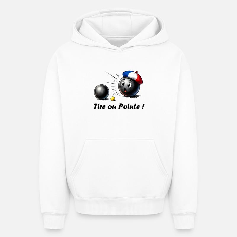 Boule de pétanque Français avec Béret - Sweat à capuche unisexe oversize épais SPREAD - blanc