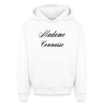 Madame Relou Humour Femme - Sweat à capuche unisexe oversize épais SPREAD - blanc - Devant - AI Model Female 172 dark (172cm) & AI Model Male 185 light (185cm)
