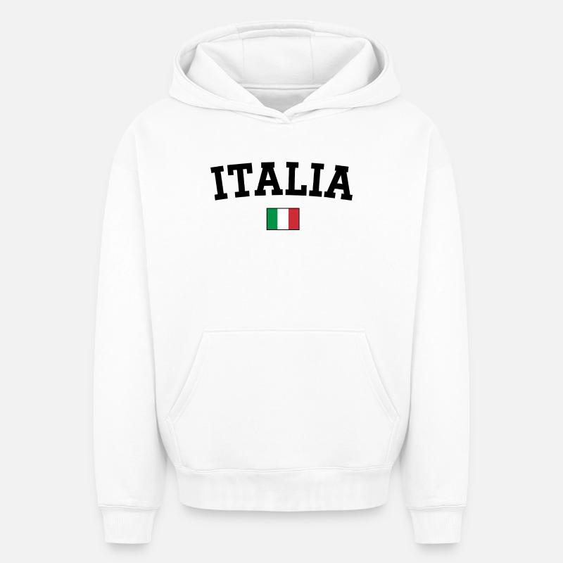 Drapeau italien Noir - Sweat à capuche unisexe oversize épais SPREAD - blanc
