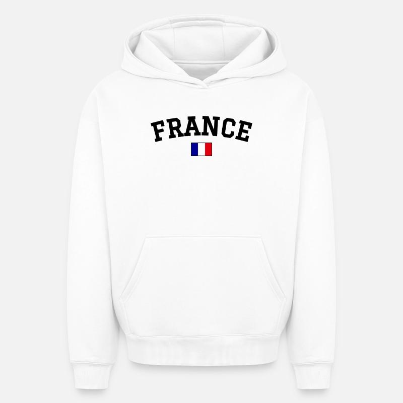 Drapeau français Noir - Sweat à capuche unisexe oversize épais SPREAD - blanc