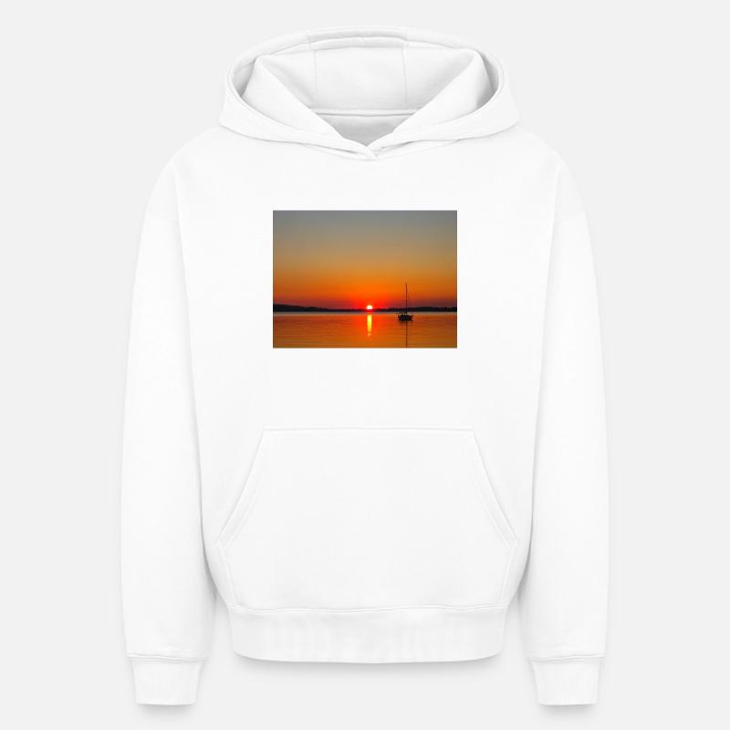 Mer de Bavière - Sweat à capuche unisexe oversize épais SPREAD - blanc