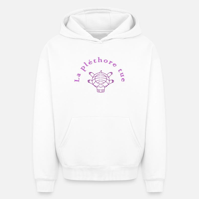 La Pléthore Tue Violet - Sweat à capuche unisexe oversize épais SPREAD - blanc