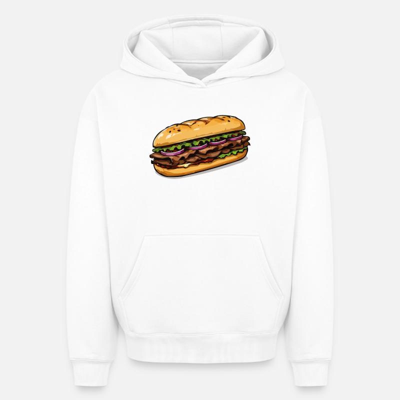 Illustration de sandwich - Sweat à capuche unisexe oversize épais SPREAD - blanc