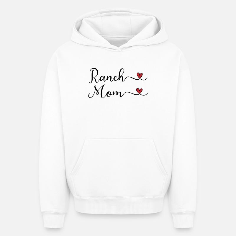 Maman de ranch - Sweat à capuche unisexe oversize épais SPREAD - blanc