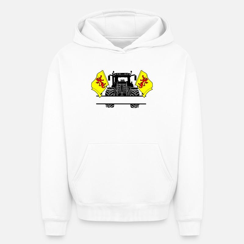 Sud Holland_Tractor_Custom_Edition - Sweat à capuche unisexe oversize épais SPREAD - blanc