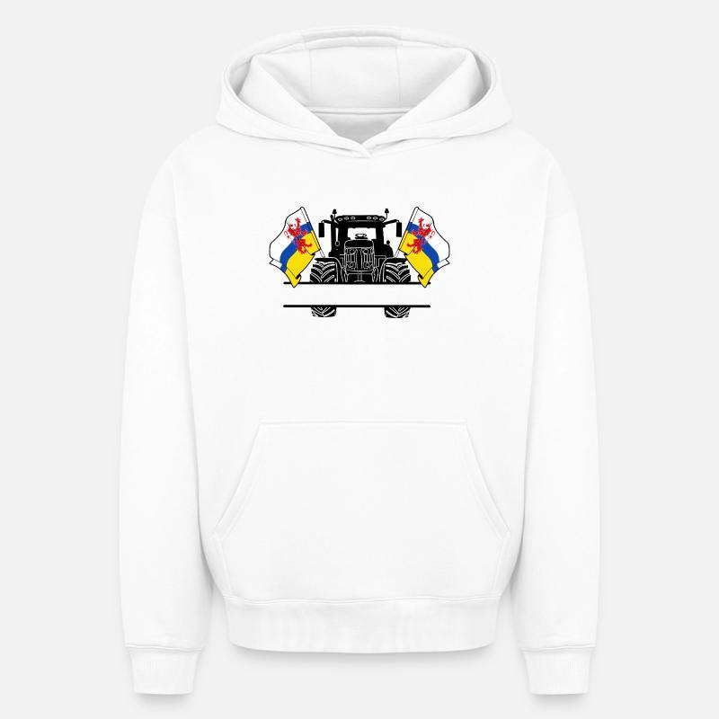 Limburg_Tractor_Custom_Edition - Sweat à capuche unisexe oversize épais SPREAD - blanc