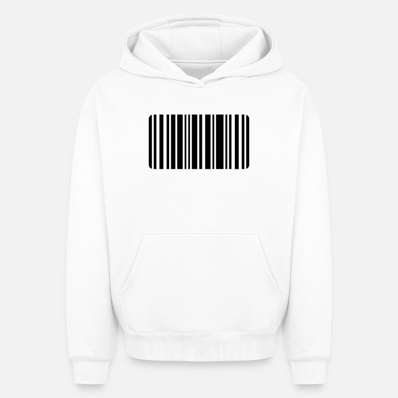code barre - Sweat à capuche unisexe oversize épais SPREAD - blanc