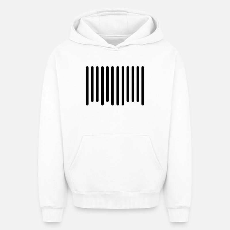 code barres - Sweat à capuche unisexe oversize épais SPREAD - blanc