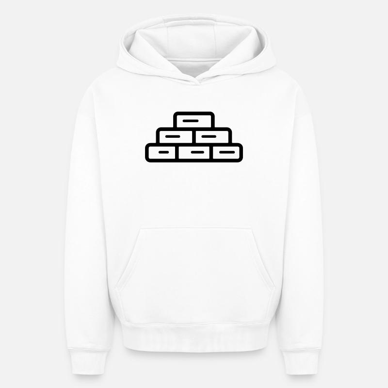 brique - Sweat à capuche unisexe oversize épais SPREAD - blanc