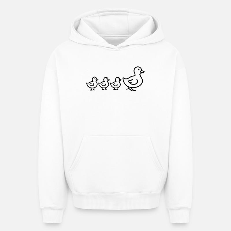 famille canard - Sweat à capuche unisexe oversize épais SPREAD - blanc