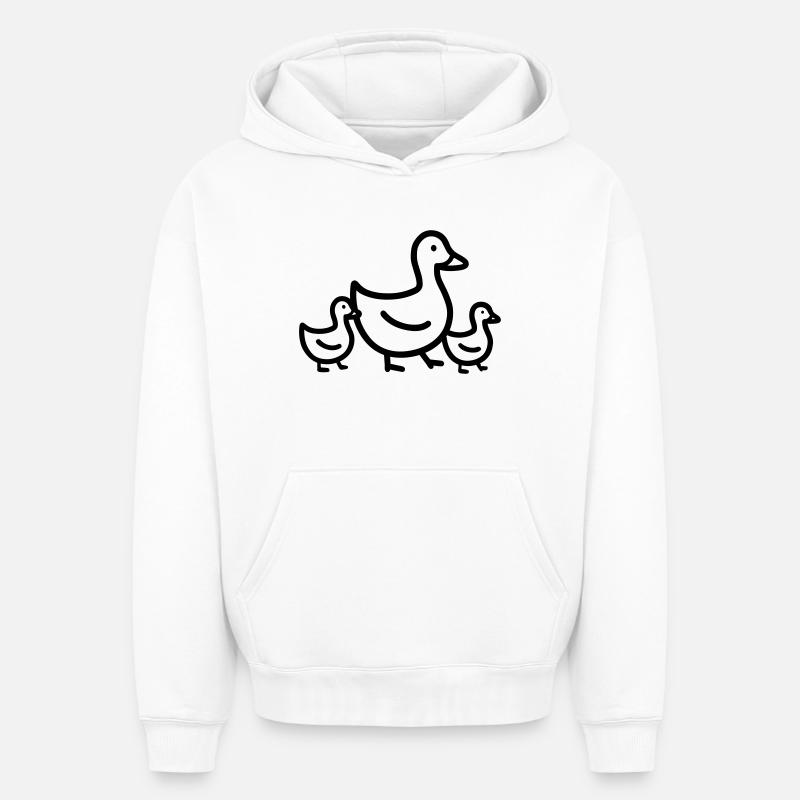 famille canard - Sweat à capuche unisexe oversize épais SPREAD - blanc