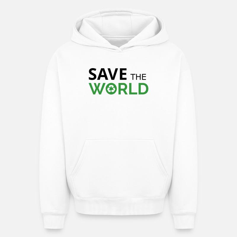 Sauvez le monde - Sweat à capuche unisexe oversize épais SPREAD - blanc