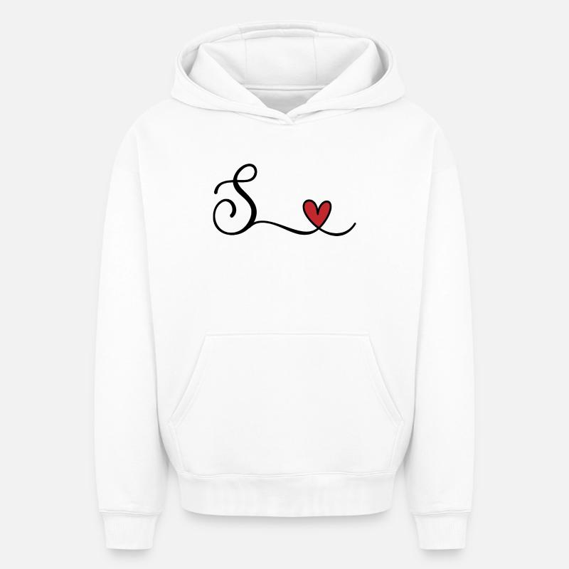 Lettre S - Sweat à capuche unisexe oversize épais SPREAD - blanc