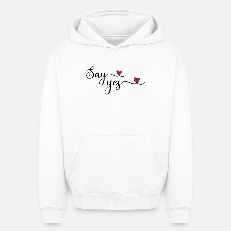 Sag ja - Sweat à capuche unisexe oversize épais SPREAD - blanc
