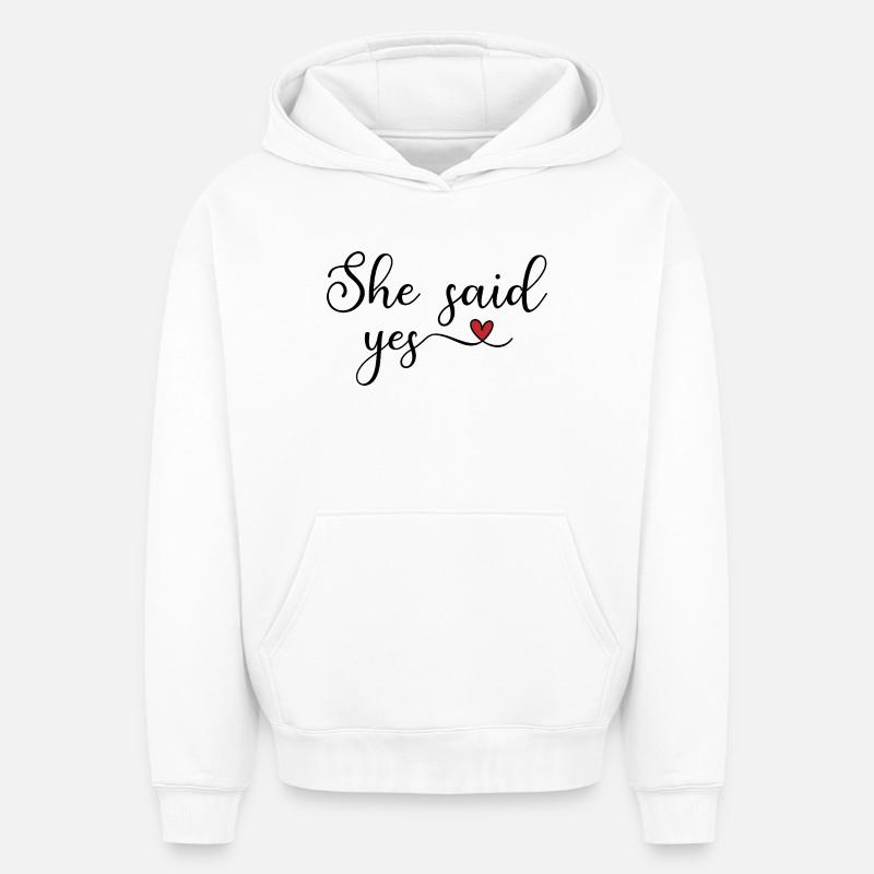 sie hat ja gesagt - Sweat à capuche unisexe oversize épais SPREAD - blanc