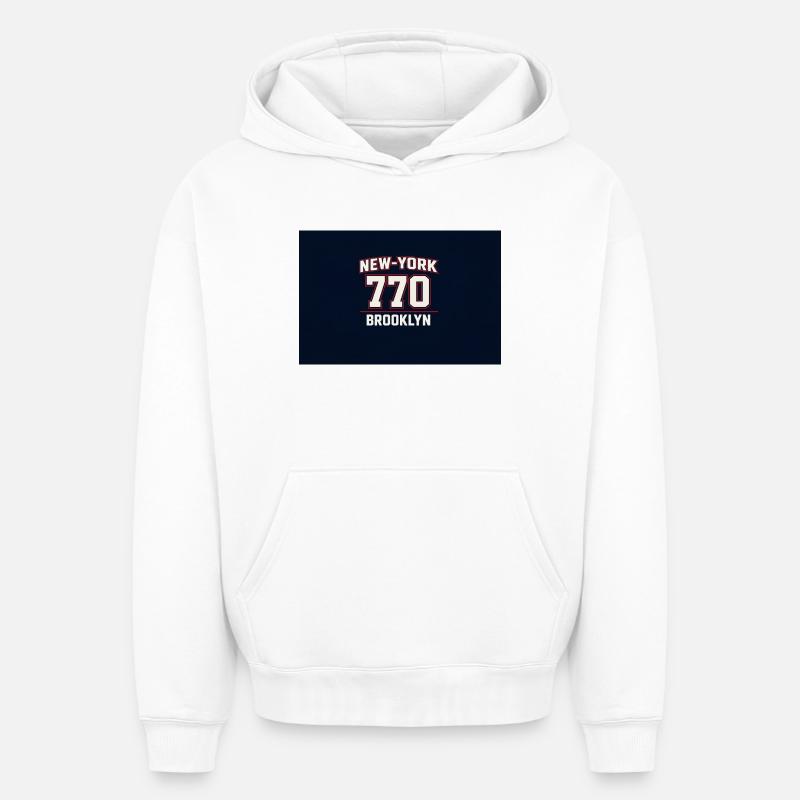 NY 770 Brooklyn  - Sweat à capuche unisexe oversize épais SPREAD - blanc