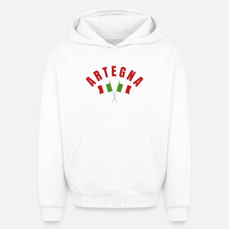Drapeaux italiens Artegna - Sweat à capuche unisexe oversize épais SPREAD - blanc