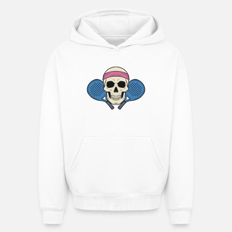 Crâne de Padel - Sweat à capuche unisexe oversize épais SPREAD - blanc
